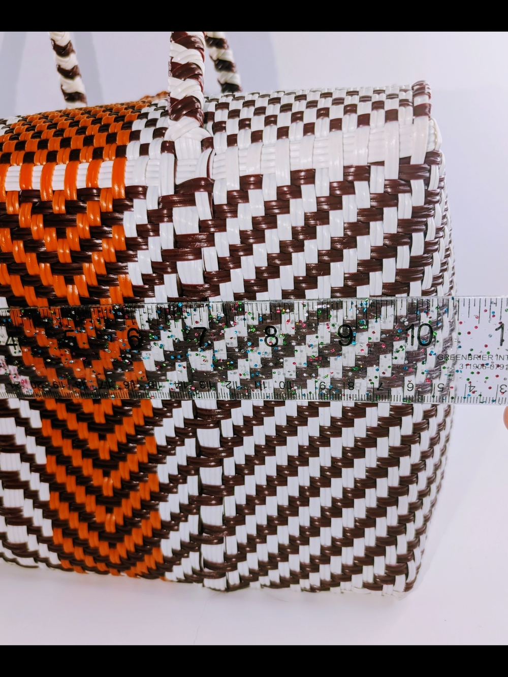 Handwoven Plastic Tote Bag Colorful Mexican Market Basket Artisan - Picture 7 of 8